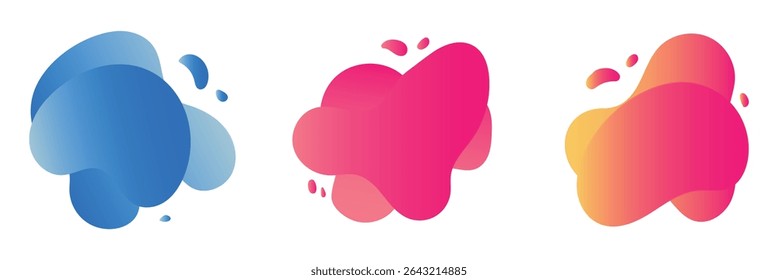 Abstract shapes design fluid background elements vector or colorful liquid creative geometric splashes figures isolated white backdrop modern trendy illustration .