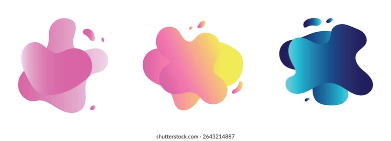 Abstract shapes design fluid background elements vector or colorful liquid creative geometric splashes figures isolated white backdrop modern trendy illustration .