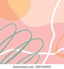 Abstract shapes with different lines crossing, background with colorful halftones in spring theme