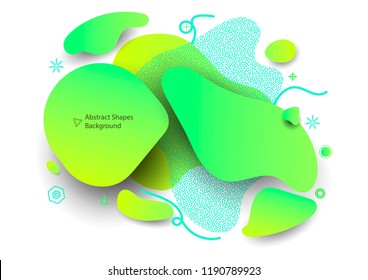 Abstract shapes dynamic concept background. Unique decorative graphic elements. Banner art with a gradient shape. Minimal modern style colored composition. EPS10 vector.