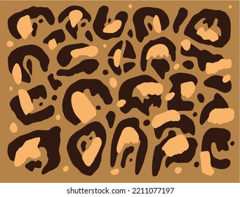 Abstract shapes elements. Brown color leopard pattern background. Vector art illustration.