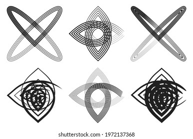 Abstract shapes, elements. Abstract motif, vector forms set