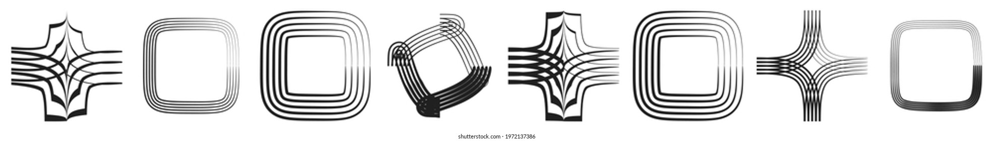 Abstract shapes, elements. Abstract motif, vector forms set