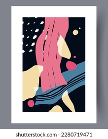 El resumen da forma a la imaginación esotérica de la impresión de arte en la pared. Marco decorativo contemporáneo con imaginación. Paredes de arte para el diseño interior. Afiche de formas abstractas mínimo imprimible.