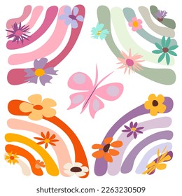 Abstract shapes fashion trend, pastel palette, hippie style 60s 70s. Matisse element.Pastel backgrounds creative.