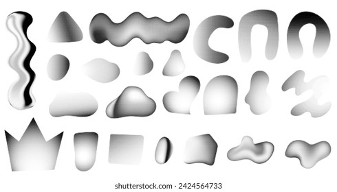 abstract shapes, figures, halftone, dots, modern elements for design. Vector illustrations set