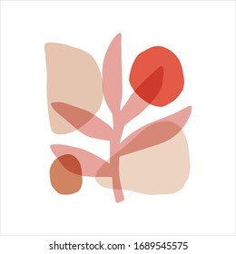 Conjunto de ilustraciones vectoriales planas de formas abstractas. Fondo geométrico. Círculos dibujados a mano, guijarros, plantas aisladas en fondo blanco. Impresión Hipster, moderno diseño de papel pintado. Decoración de figuras de moda