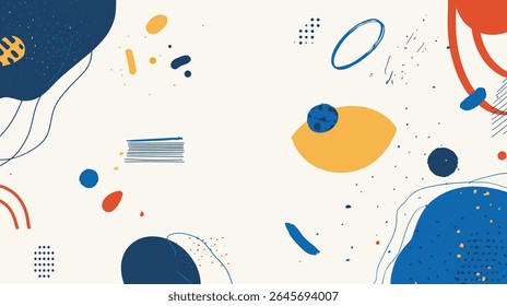 Abstract shapes float in minimalist chaotic scene decoration details