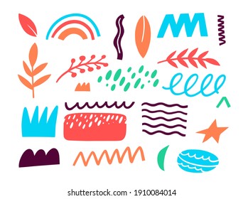 Abstract shapes and floral scandinavian elements. Decor textile and create pattern for background. Colorful vector illustration.