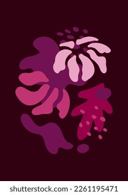 Abstract shapes and flower posters. Magenta and pink geometric background, vector illustration. Minimalist form