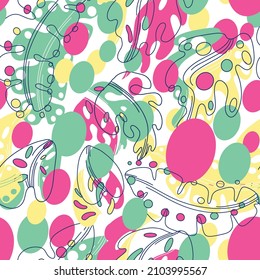 Formas abstractas, colores fluidos y líquidos, colores de moda. Patrón vectorial futurista.