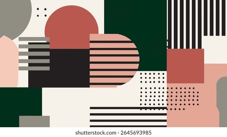 Abstract shapes form geometric collage in modern composition backdrop