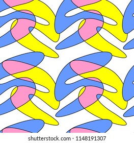 Abstract shapes form. Paper style. Blue and yellow, pink and purple papers. Stock vector.