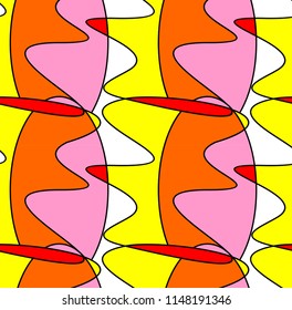Abstract shapes form. Paper style. Blue and yellow, pink and purple papers. Stock vector.