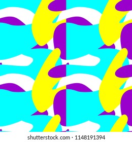 Abstract shapes form. Paper style. Blue and yellow, pink and purple papers. Stock vector.