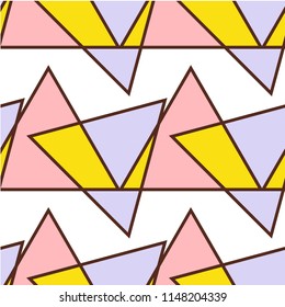 Abstract shapes form. Paper style. Blue and yellow, pink and purple papers. Stock vector.
