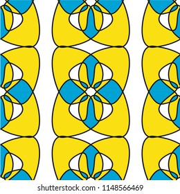Abstract shapes form. Paper style. Blue and yellow, pink and purple papers. Stock vector.