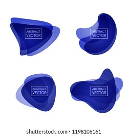 Abstract shapes form. Paper style label. Blue and ultraviolet color. Stock vector.