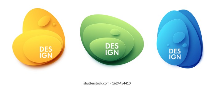 Abstract shapes form. Paper style. Blue and green, orange, ultraviolet and purple colors. Stock vector.