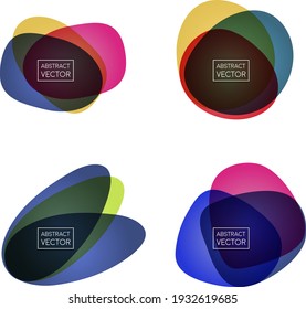 Abstract shapes form. Paper style. Blue and yellow, green, pink and purple papers. Stock vector.