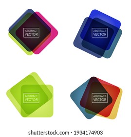 Abstract shapes form. Paper style. Bright colors, light green, blue, ultramarine, pink and red. Stock vector.