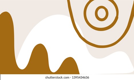 Abstract shapes and forms in a brown and beige. Trendy vector summer pattern.