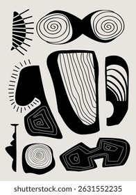 abstract shapes and forms poster wall art decor print, vector illustration graphic texture