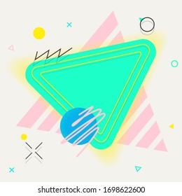 Formas abstractas e ilustración de marco. Elementos geométricos.Luminosos, coloridos.Plantilla para volante, invitación, banner, portada, diseño web.Moderno contemporáneo retro 90s 
arte estilo memphis vector