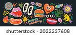 Abstract shapes, funny comic cute characters and doodles. Trendy modern illustration for poster, postcard or background