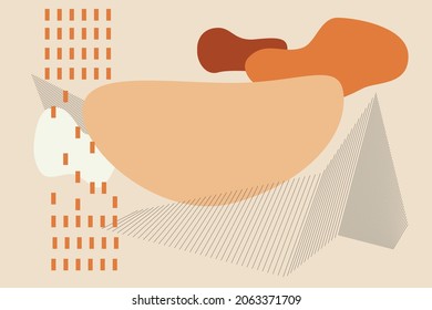 Abstract shapes geometric background. Beige, orange and brown colors. Minimalists concept template. Space for text.