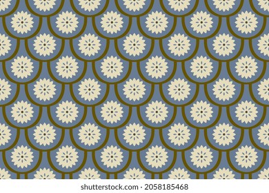 Abstract shapes geometric motif basic pattern continuous background. Modern floral fabric design textile swatch all over print block.