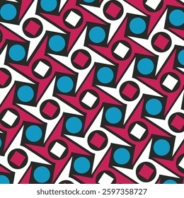 Abstract shapes geometric motif basic linear pattern continuous background. Modern geometrical style fabric design. Colorful shuriken repeat seamless pattern design. seamless pattern.