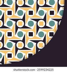 Abstract shapes geometric motif basic linear pattern continuous background. Template geometrical style fabric design. Colorful shuriken repeat seamless pattern design. seamless pattern. Copy space.
