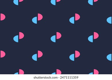 Abstract shapes geometric pattern classic blue continuous background. Modern fashion fabric design textile swatch ladies dress, man shirt all over print block. Vector graphic, digital illustration.