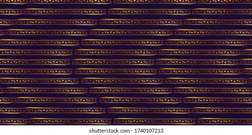 Abstract shapes geometric pattern with lines. Simple graphic print. A seamless vector background. Dark and gold texture.
