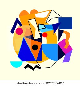 Abstract shapes geometry and line background colorful isolated on white vector illustration.