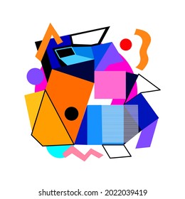 Abstract shapes geometry and line background colorful isolated on white vector illustration.