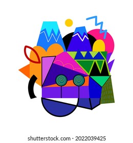 Resumen de formas geometría y color de fondo de línea aislado en ilustración vectorial blanca.