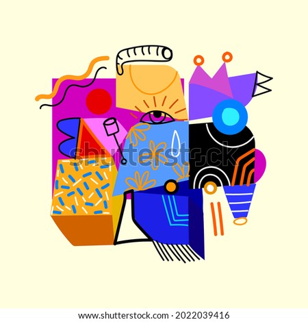 Abstract shapes geometry and line background colorful isolated on white vector illustration.