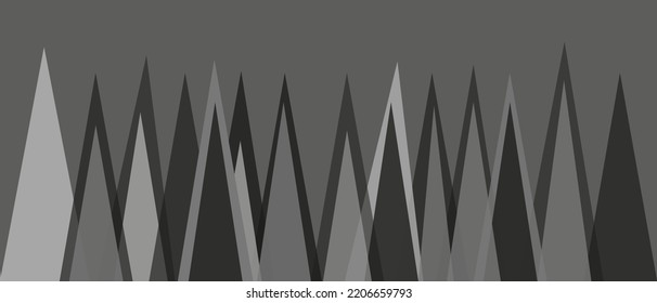 Abstract shapes, gray and black background for the cover. Vector geometric triangles, children's drawing.