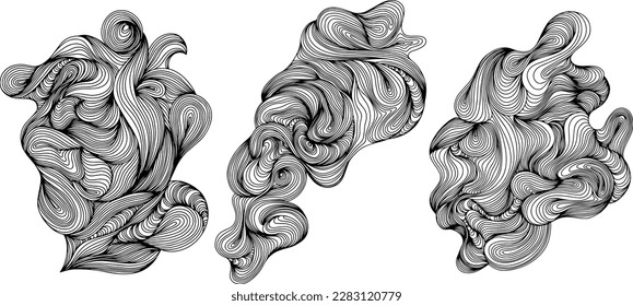Abstrakte Formen. Handgezeichnete Illustration. Farbbildsatz für die Komposition von Farben.