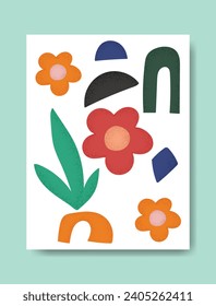 Abstract Shapes Hand drawn, Illustration and Background Poster, Colorful, Isolated, Geometric poster in trendy