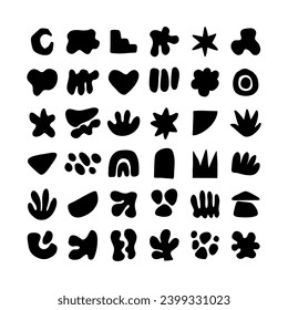 Abstract Shapes Hand drawn, Vector Geometric flat clipart, white background