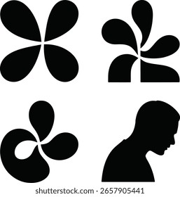 Formas Abstractas y perfil humano negro blanco