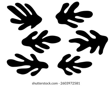 Abstract shapes inspired by Matisse. Modern silhouettes, hand drawn floral plant leaves illustration set. Collection of simple vector illustrations isolated on white background.