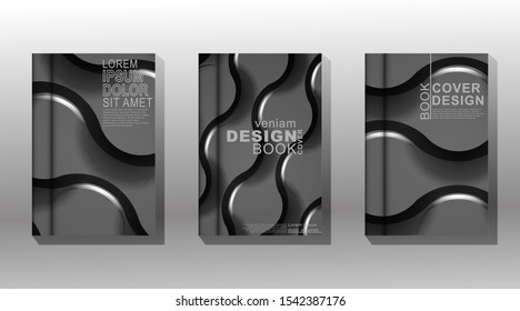 abstract shapes of interconnected circles such as liquids. collection of book covers of vector illustrations