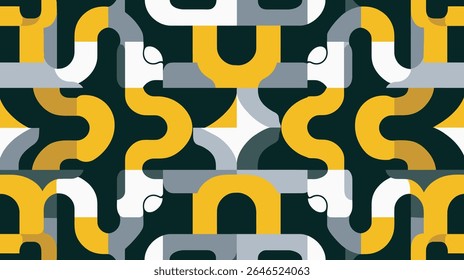 Formas abstratas se entrelaçam dentro do padrão exibindo a cena geométrica da arte do design gráfico