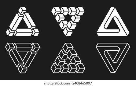 Abstract shapes isolated on black background. Fascinating geometric shapes . Vector illustration.