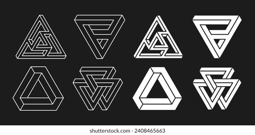 Abstract shapes isolated on black background. Fascinating geometric shapes . Vector illustration.