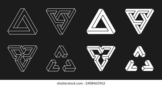 Abstract shapes isolated on black background. Fascinating geometric shapes . Vector illustration.